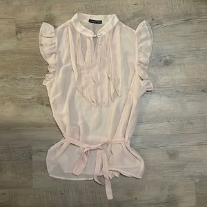 Atmosphere dusty pink blouse with ruffle and tie detail